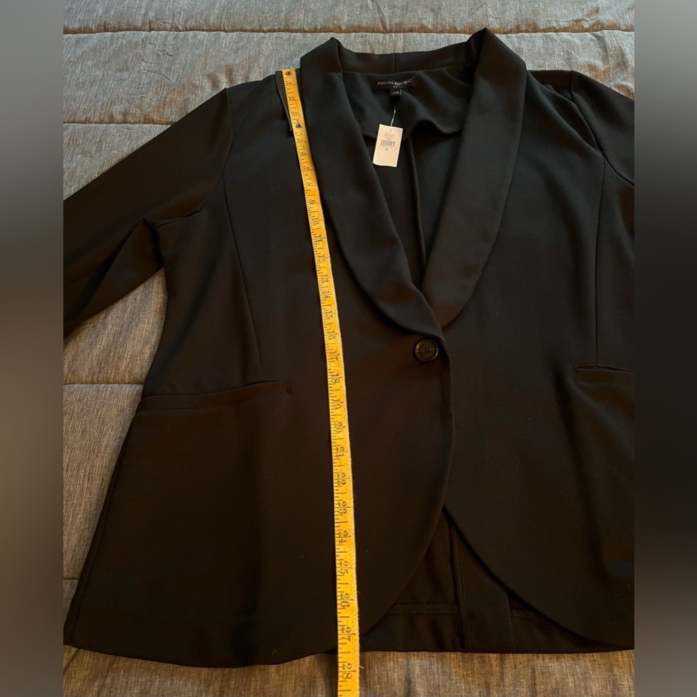NEW Banana Republic Black Slim Shawl Collar Knit Blazer Sz XL Stretch Workwear - Picture 11 of 13